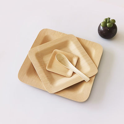 Biodegradable Square Disposable Bamboo Plates 5 inch for Restaurant